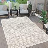 Paco Home Outdoor Teppich Wetterfest Balkon Boho Wohnzimmer Küche Skandinavisch Muster Einfarbig 3D...